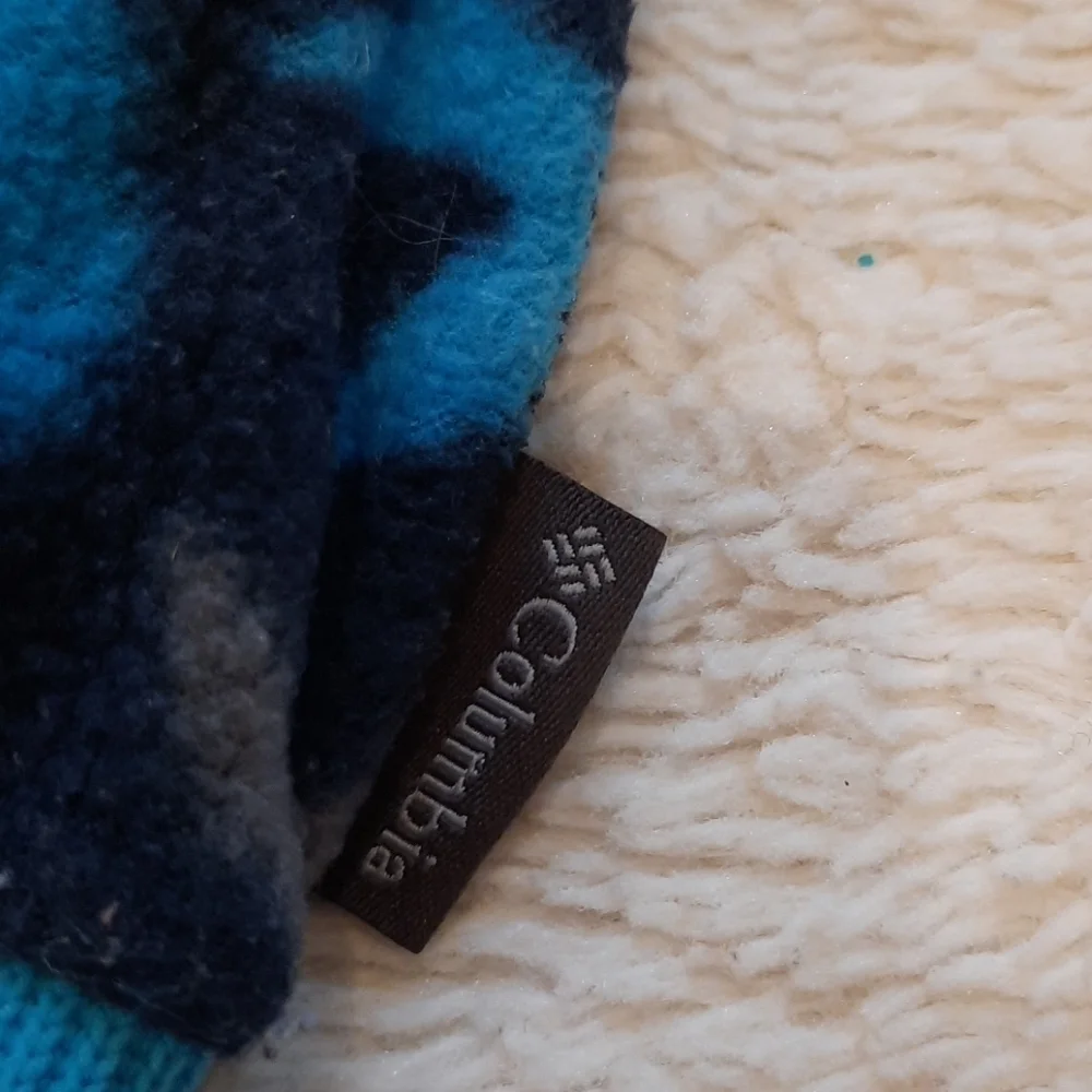 Columbia 2t blue camo print fleece mittens